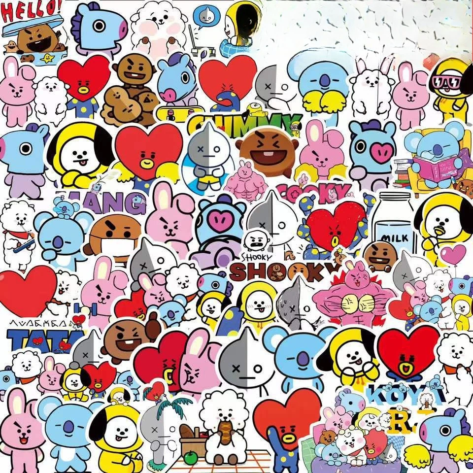 Evoker Cosplay Prop - Kawaii BT21 Stickers Koffers Laptops Auto's
